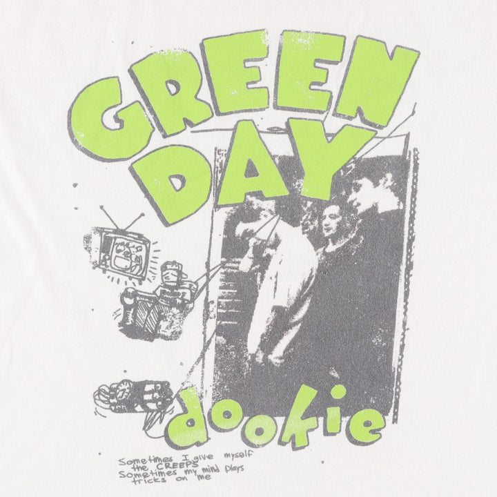 GREEN DAY Green Day Band T-shirt Band T Men's L size cotton white type Vintage Second Hand