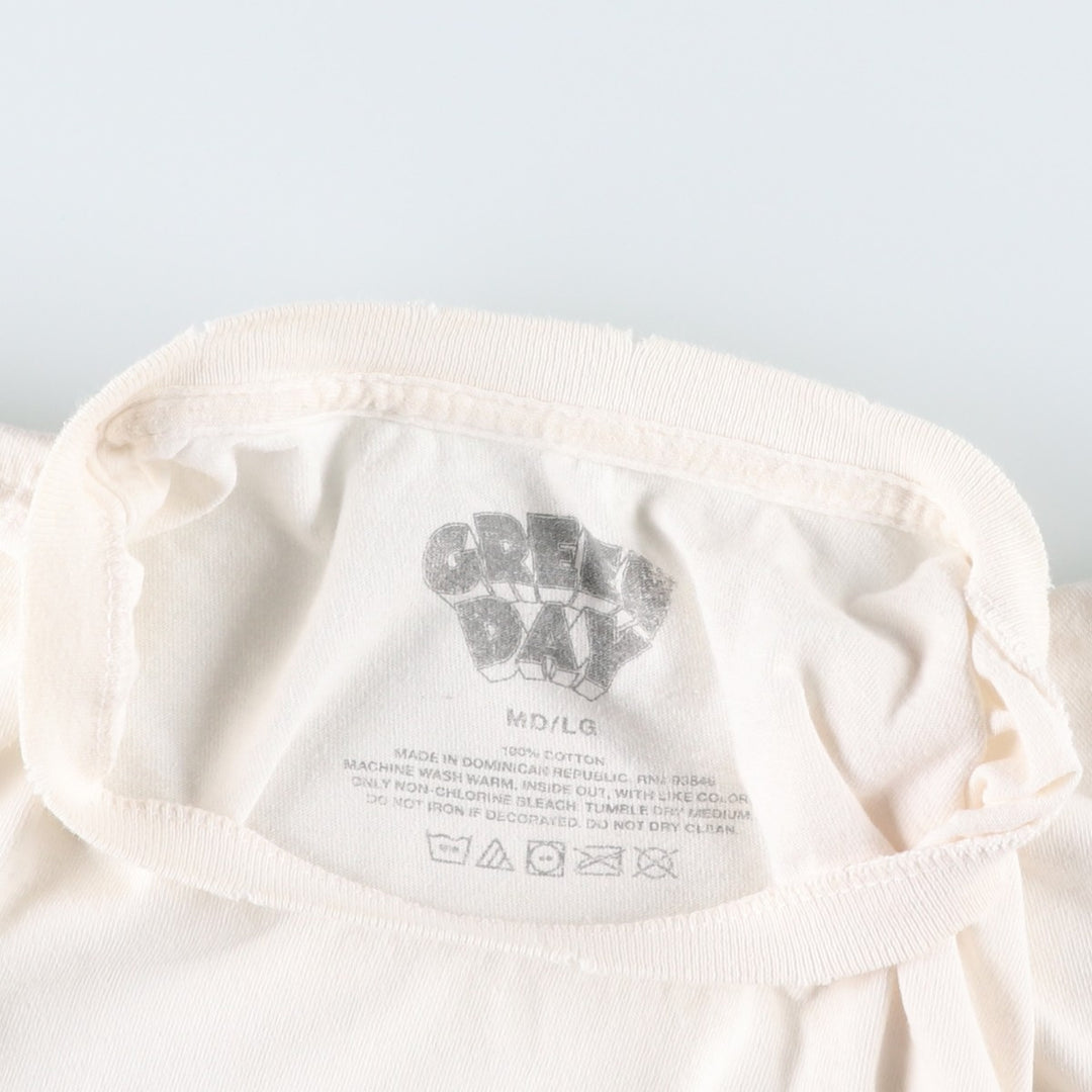 GREEN DAY Green Day Band T-shirt Band T Men's L size cotton white type Vintage Second Hand