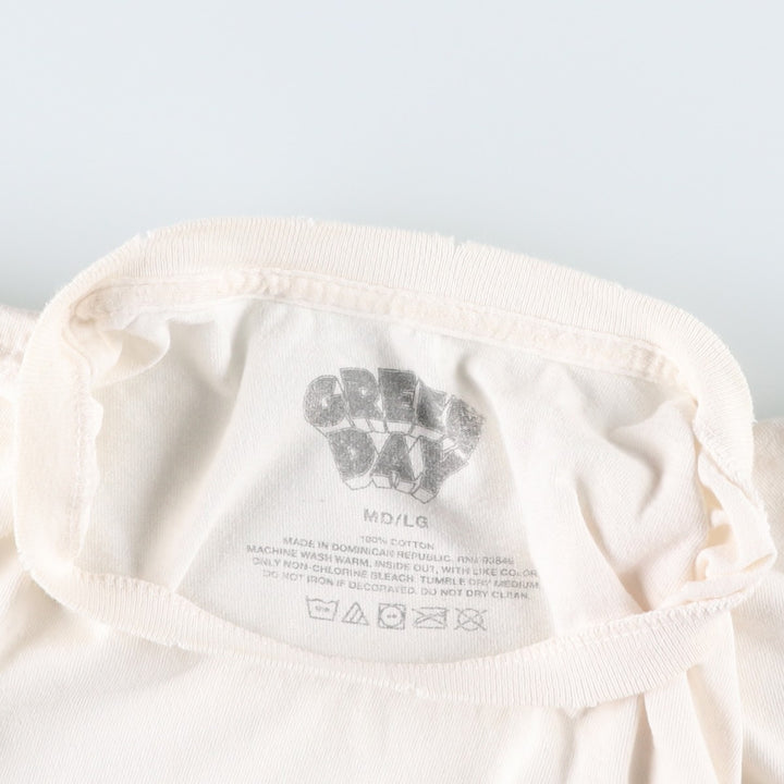 GREEN DAY Green Day Band T-shirt Band T Men's L size cotton white type Vintage Second Hand