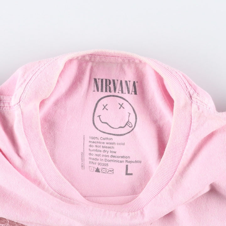NIRVANA Nirvana Band T-shirt, Band T, Men's L size cotton pink type Vintage Second Hand