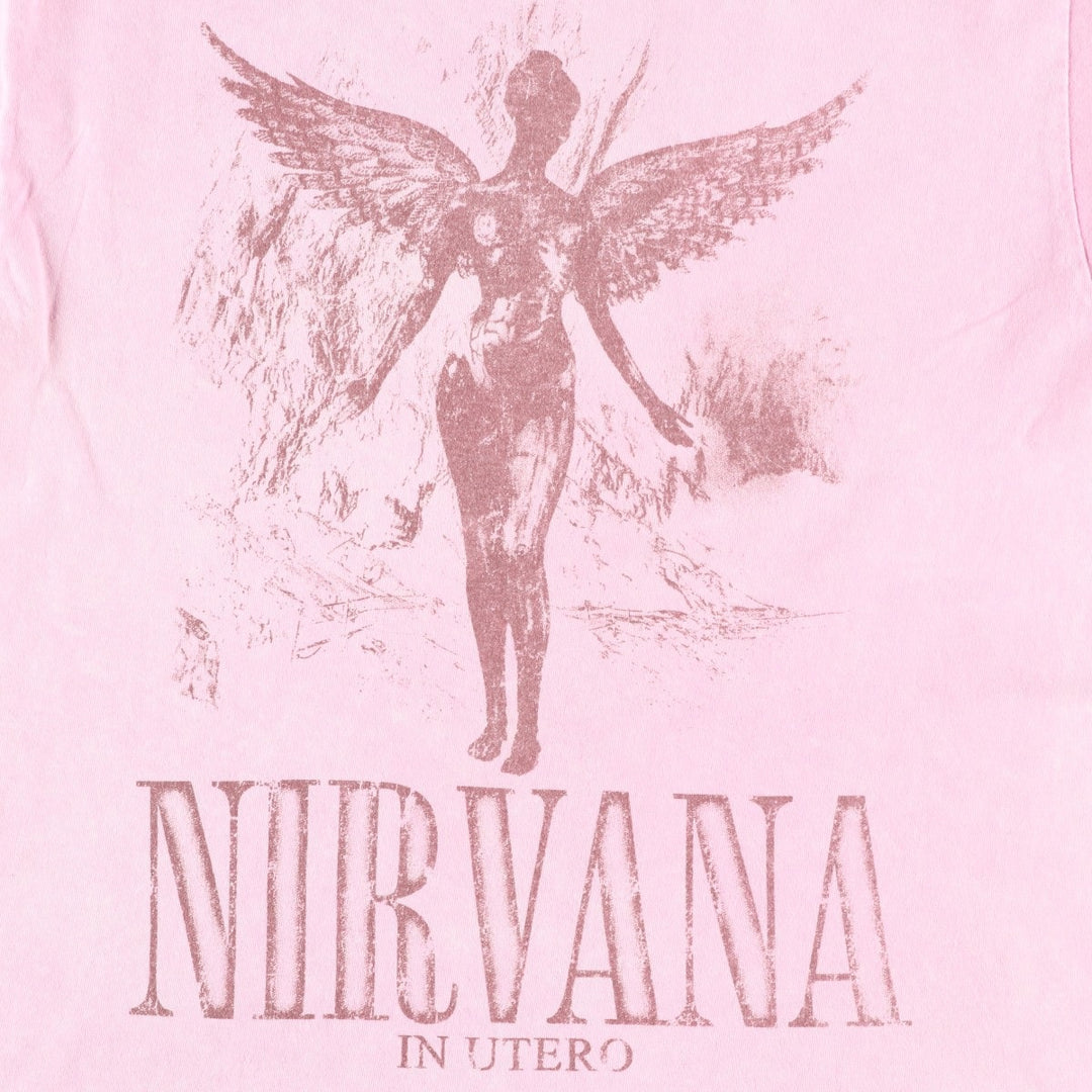 NIRVANA Nirvana Band T-shirt, Band T, Men's L size cotton pink type Vintage Second Hand