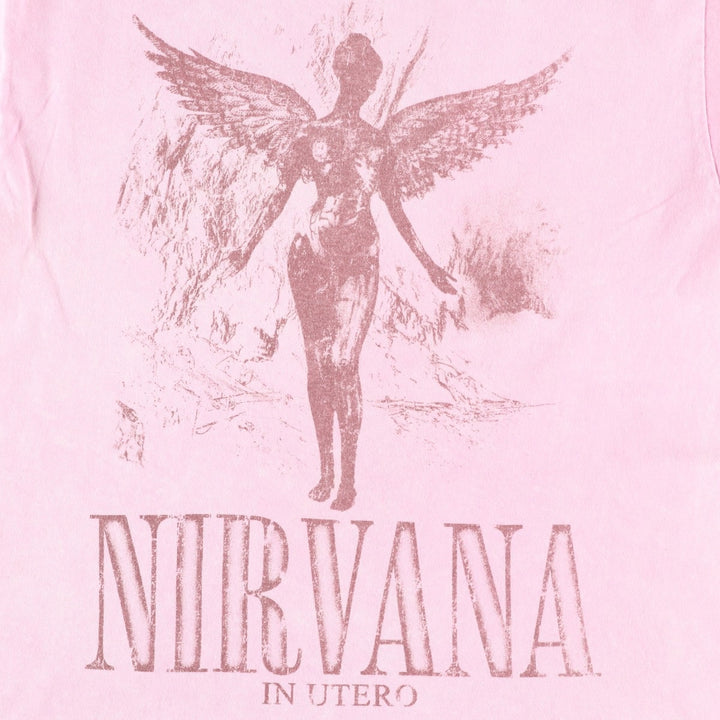 NIRVANA Nirvana Band T-shirt, Band T, Men's L size cotton pink type Vintage Second Hand