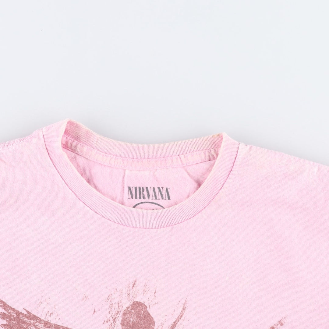 NIRVANA Nirvana Band T-shirt, Band T, Men's L size cotton pink type Vintage Second Hand