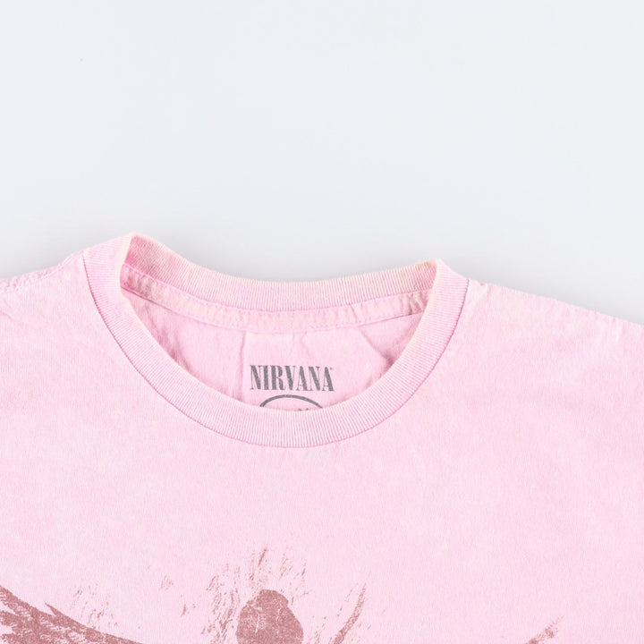 NIRVANA Nirvana Band T-shirt, Band T, Men's L size cotton pink type Vintage Second Hand