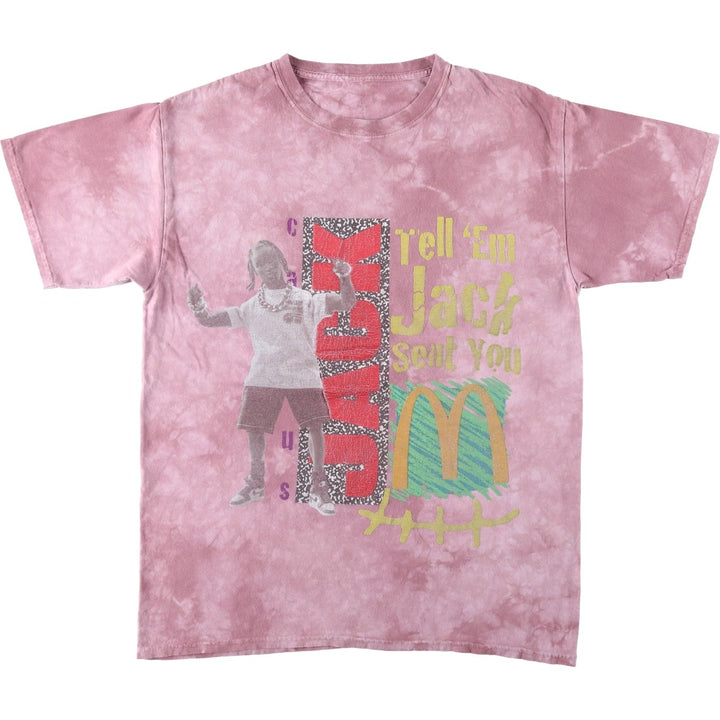 TRAVIS SCOTT McDonald's Tie-Dye Pattern Wrap T-Shirt (Men's Size L) cotton pink type Vintage Second Hand