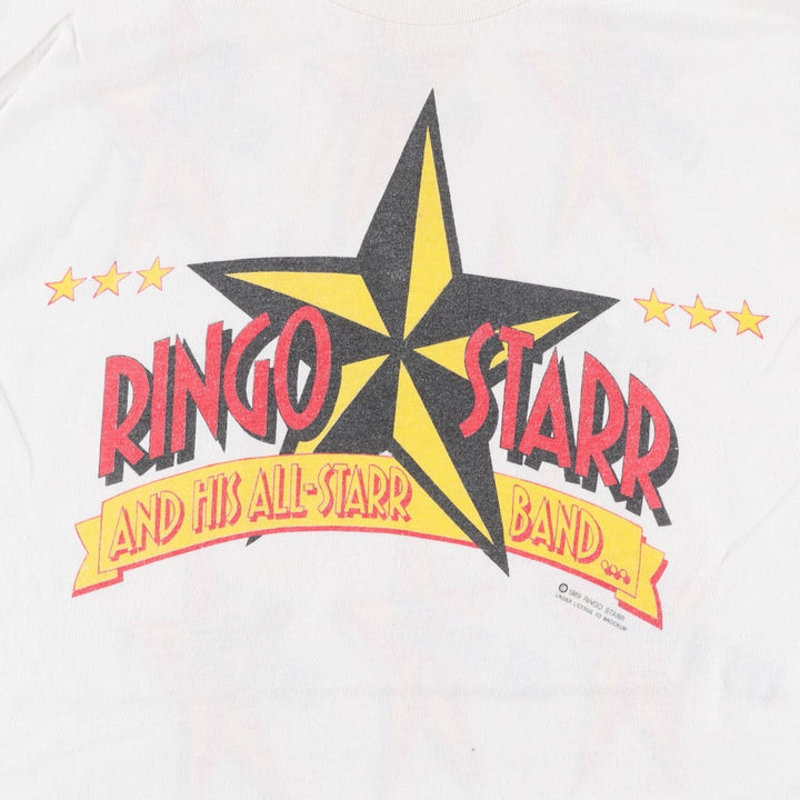 80'S Spring Ford Ringo Starr & His All-Starr Band Band T-Shirt, Made in USA, Men's XL equivalent, Vintage cotton white type Vintage Second Hand