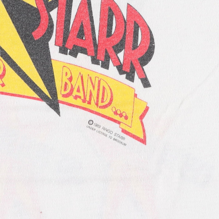 80'S Spring Ford Ringo Starr & His All-Starr Band Band T-Shirt, Made in USA, Men's XL equivalent, Vintage cotton white type Vintage Second Hand