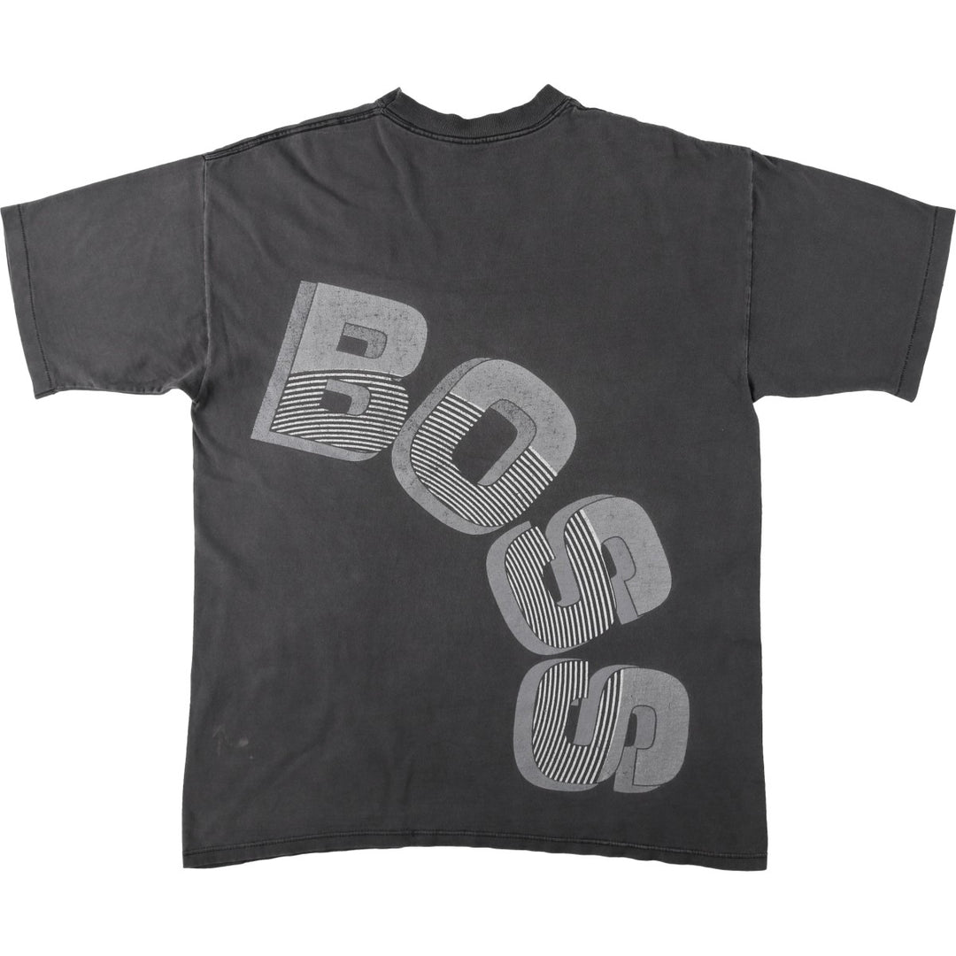 90'S Hugo Boss Short-Sleeve Printed T-Shirt, Made in USA, Men's Size XL (Equivalent), Vintage cotton Charcoal Vintage Second Hand