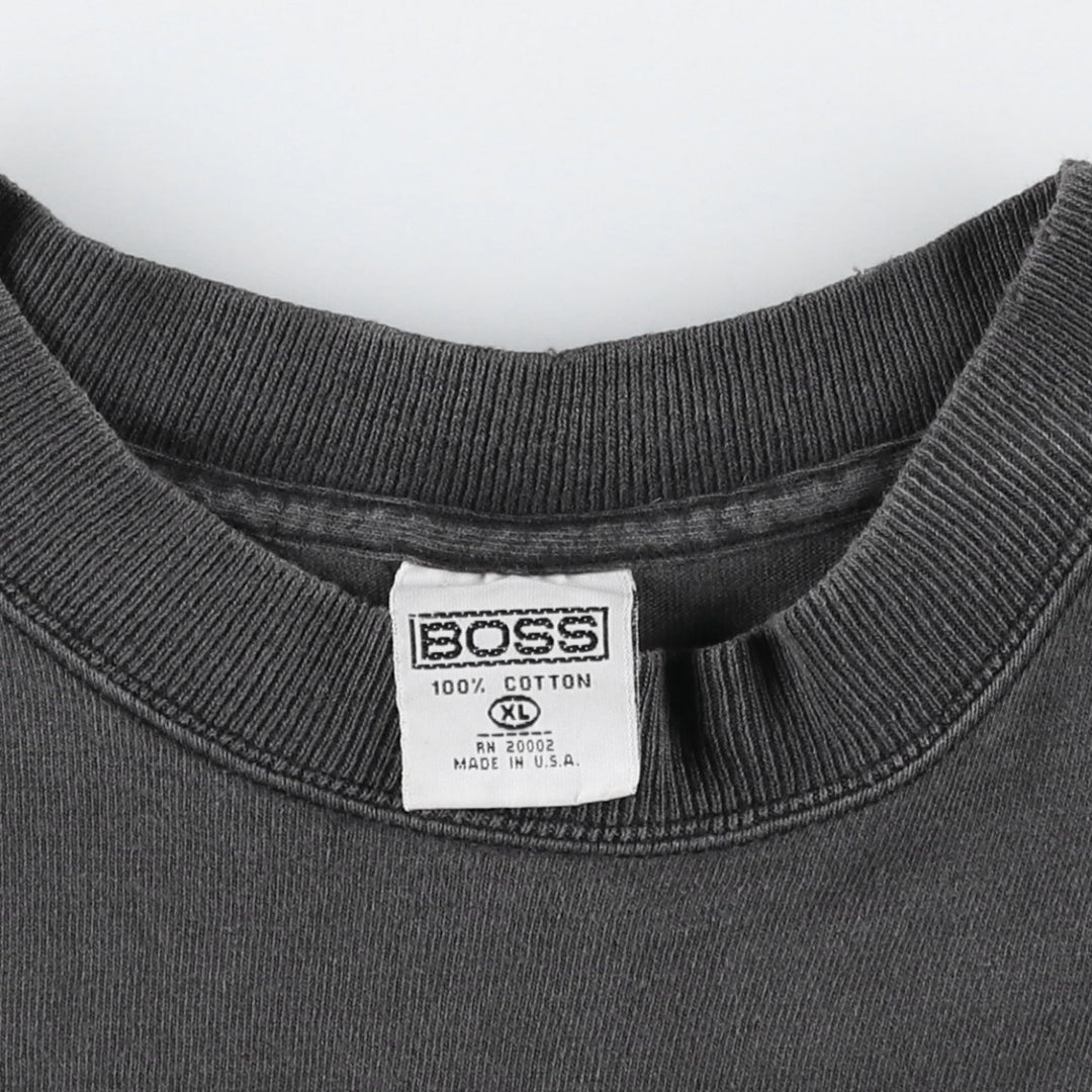 90'S Hugo Boss Short-Sleeve Printed T-Shirt, Made in USA, Men's Size XL (Equivalent), Vintage cotton Charcoal Vintage Second Hand