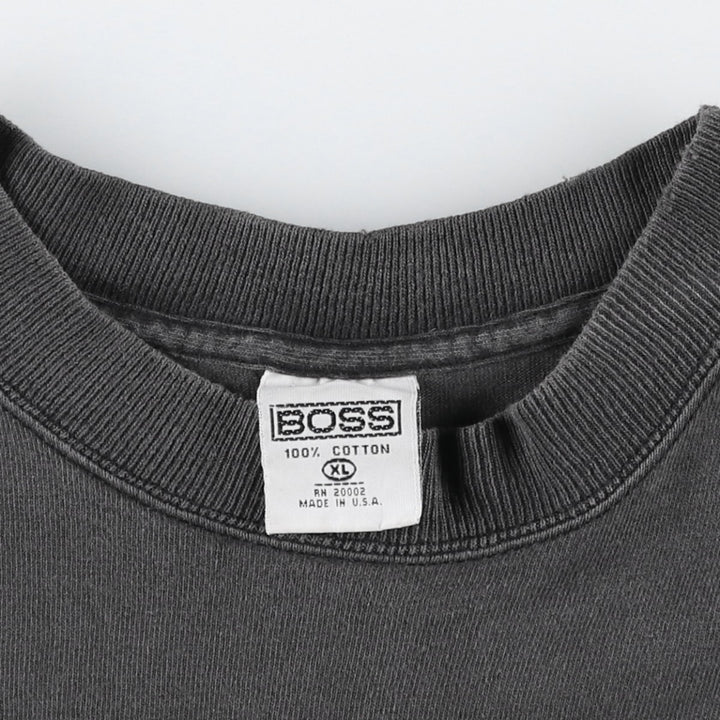 90'S Hugo Boss Short-Sleeve Printed T-Shirt, Made in USA, Men's Size XL (Equivalent), Vintage cotton Charcoal Vintage Second Hand