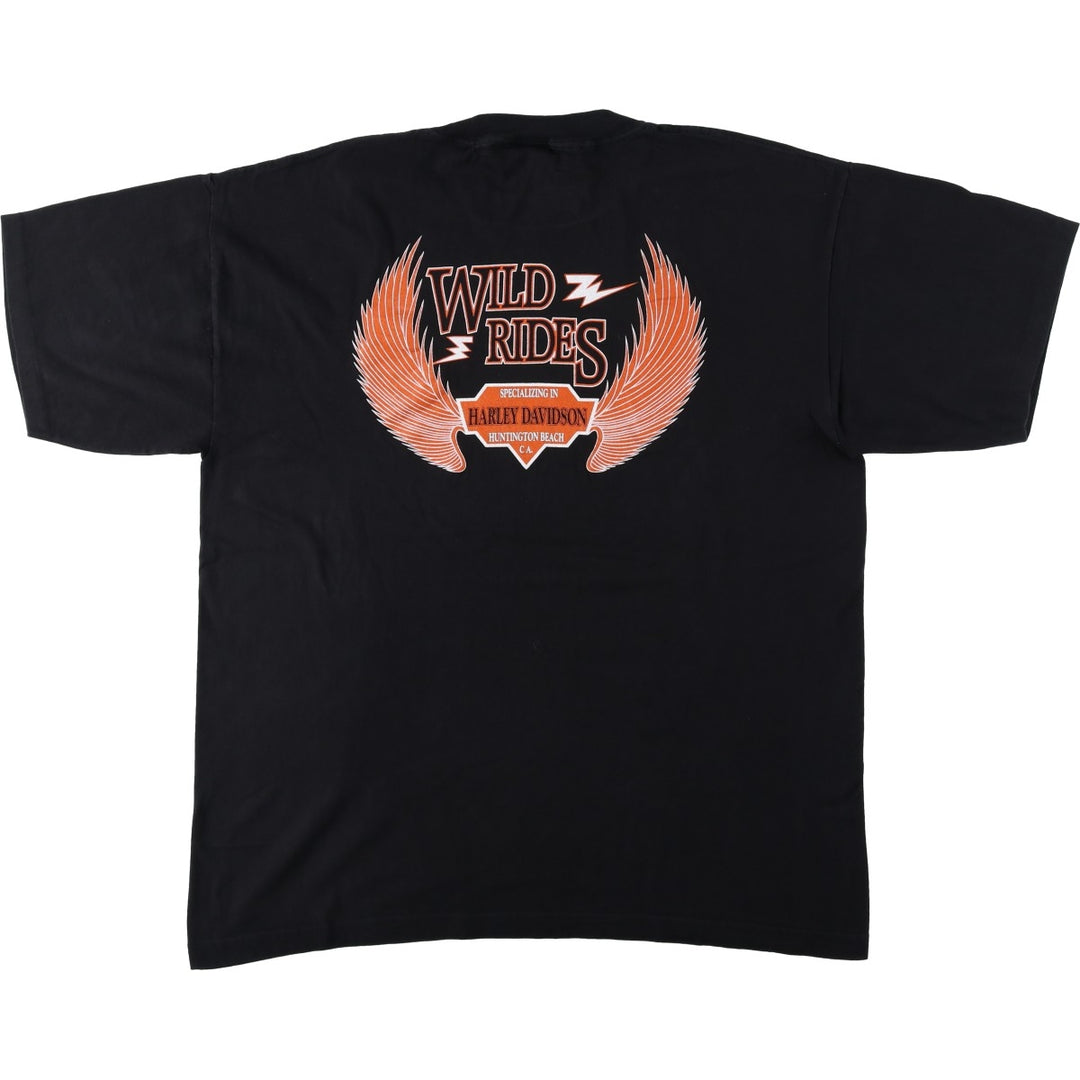 ~90'S Murina Harley-Davidson Motorcycle T-Shirt, Made in USA, Men's XL equivalent, Vintage cotton black type Vintage Second Hand