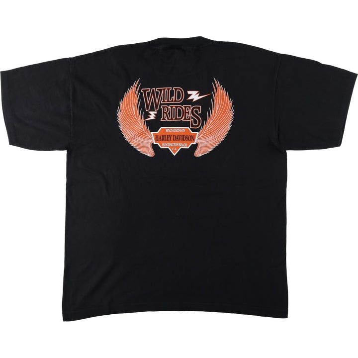 ~90'S Murina Harley-Davidson Motorcycle T-Shirt, Made in USA, Men's XL equivalent, Vintage cotton black type Vintage Second Hand