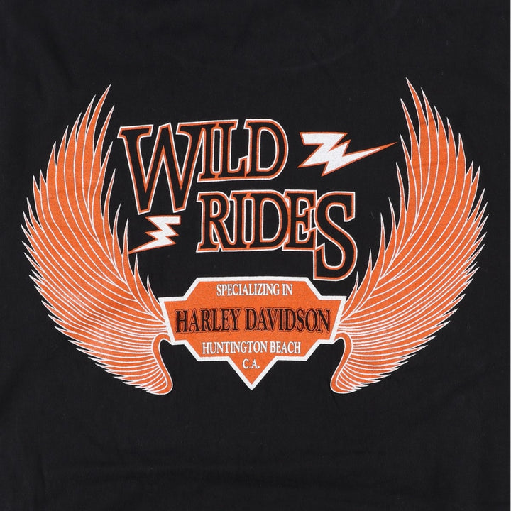 ~90'S Murina Harley-Davidson Motorcycle T-Shirt, Made in USA, Men's XL equivalent, Vintage cotton black type Vintage Second Hand