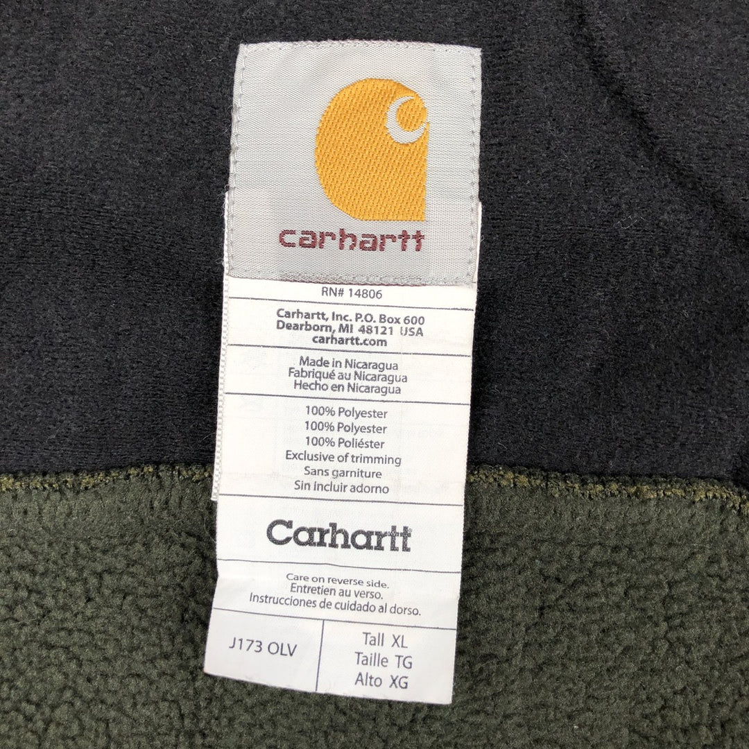 Carhartt fleece jacket, men's size XL (approx.) polyester Khaki type Vintage Second Hand