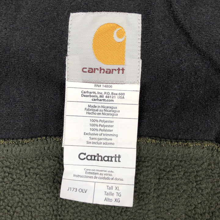 Carhartt fleece jacket, men's size XL (approx.) polyester Khaki type Vintage Second Hand