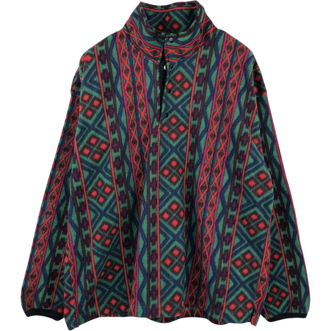 90'S TT&CO. SPORT all-over print Native Pattern fleece pullover, men's size L (approx.) polyester green type Vintage Second Hand