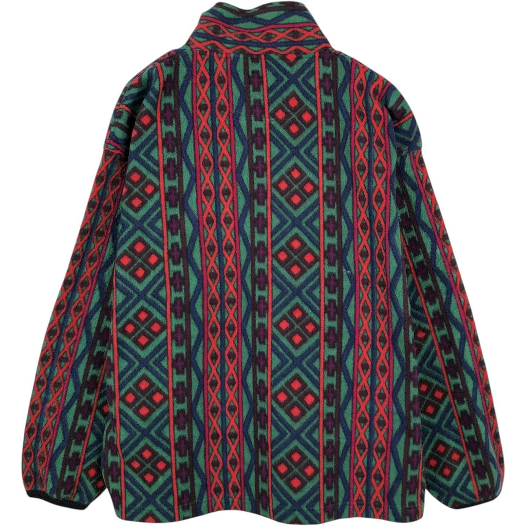 90'S TT&CO. SPORT all-over print Native Pattern fleece pullover, men's size L (approx.) polyester green type Vintage Second Hand