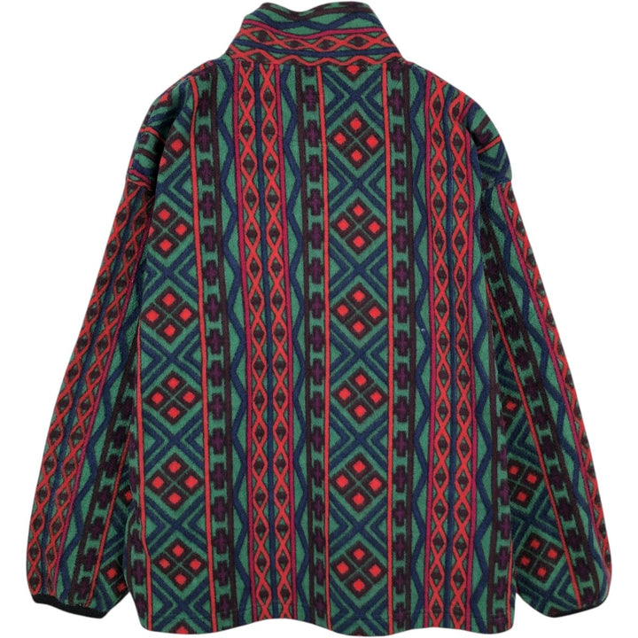 90'S TT&CO. SPORT all-over print Native Pattern fleece pullover, men's size L (approx.) polyester green type Vintage Second Hand