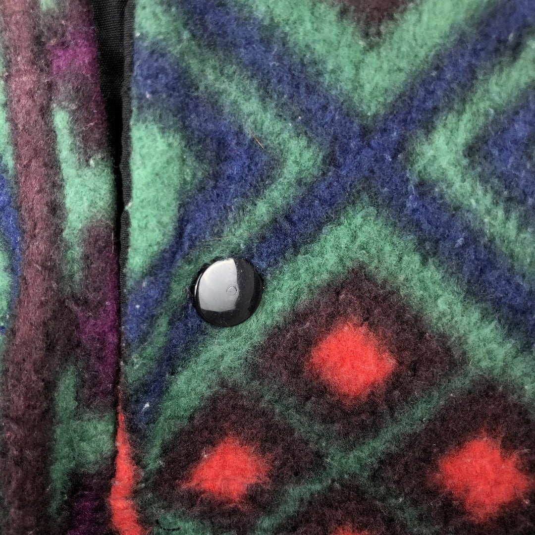 90'S TT&CO. SPORT all-over print Native Pattern fleece pullover, men's size L (approx.) polyester green type Vintage Second Hand