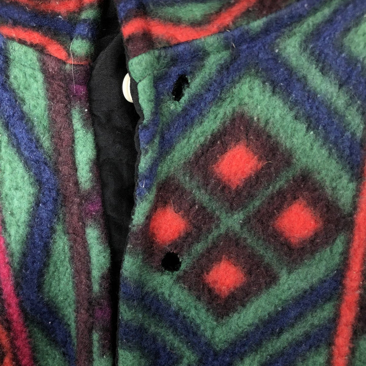90'S TT&CO. SPORT all-over print Native Pattern fleece pullover, men's size L (approx.) polyester green type Vintage Second Hand