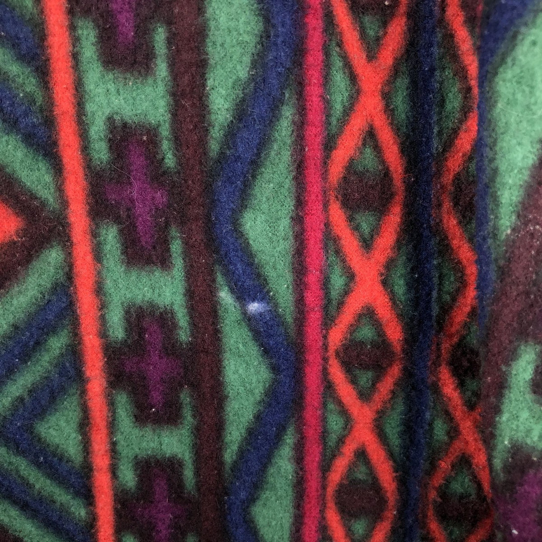 90'S TT&CO. SPORT all-over print Native Pattern fleece pullover, men's size L (approx.) polyester green type Vintage Second Hand