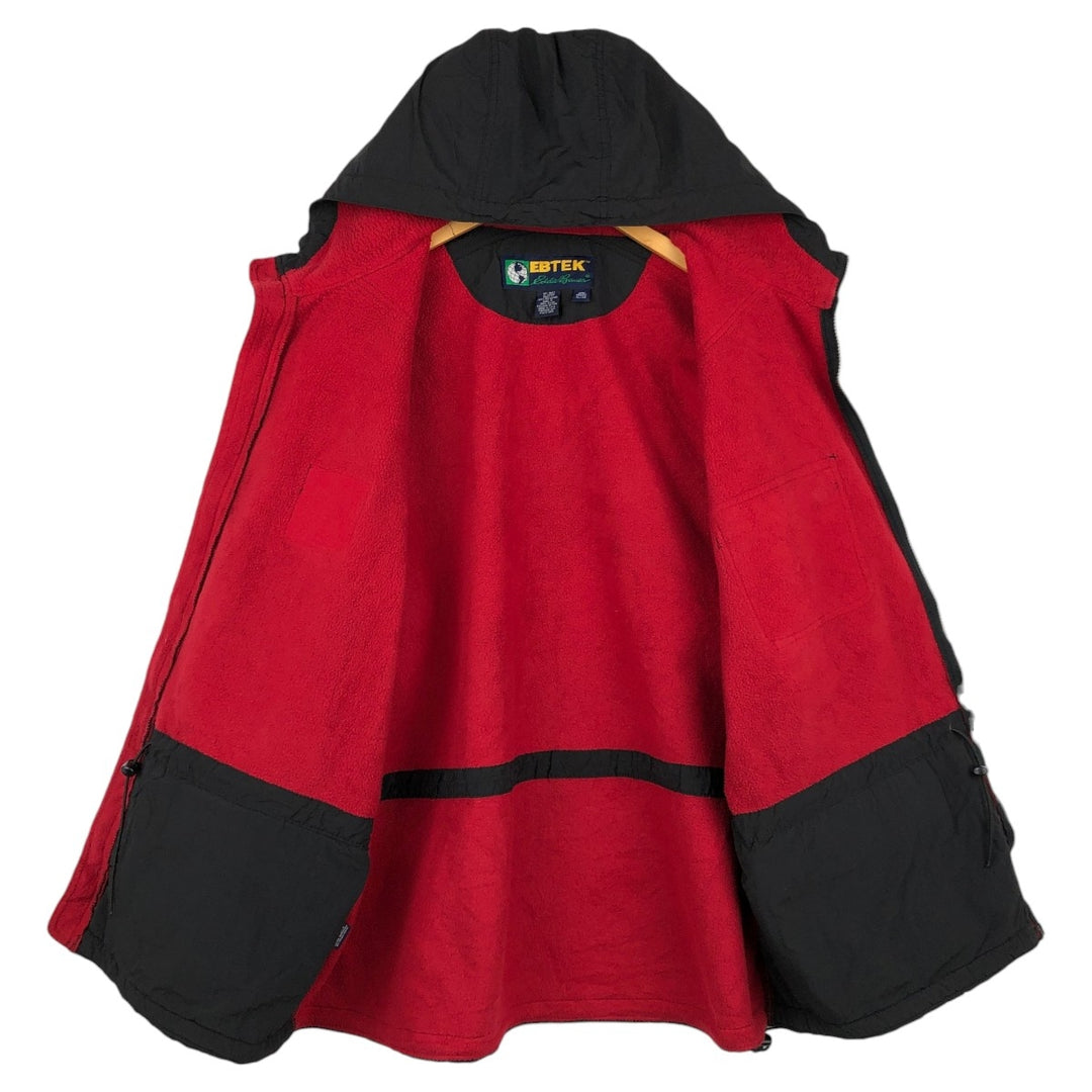 1990'S Eddie Bauer EBTEK Fleece Full-Zip Hoodie, Made in USA, Men's Size XL (Equivalent), Vintage polyester red type Vintage Second Hand