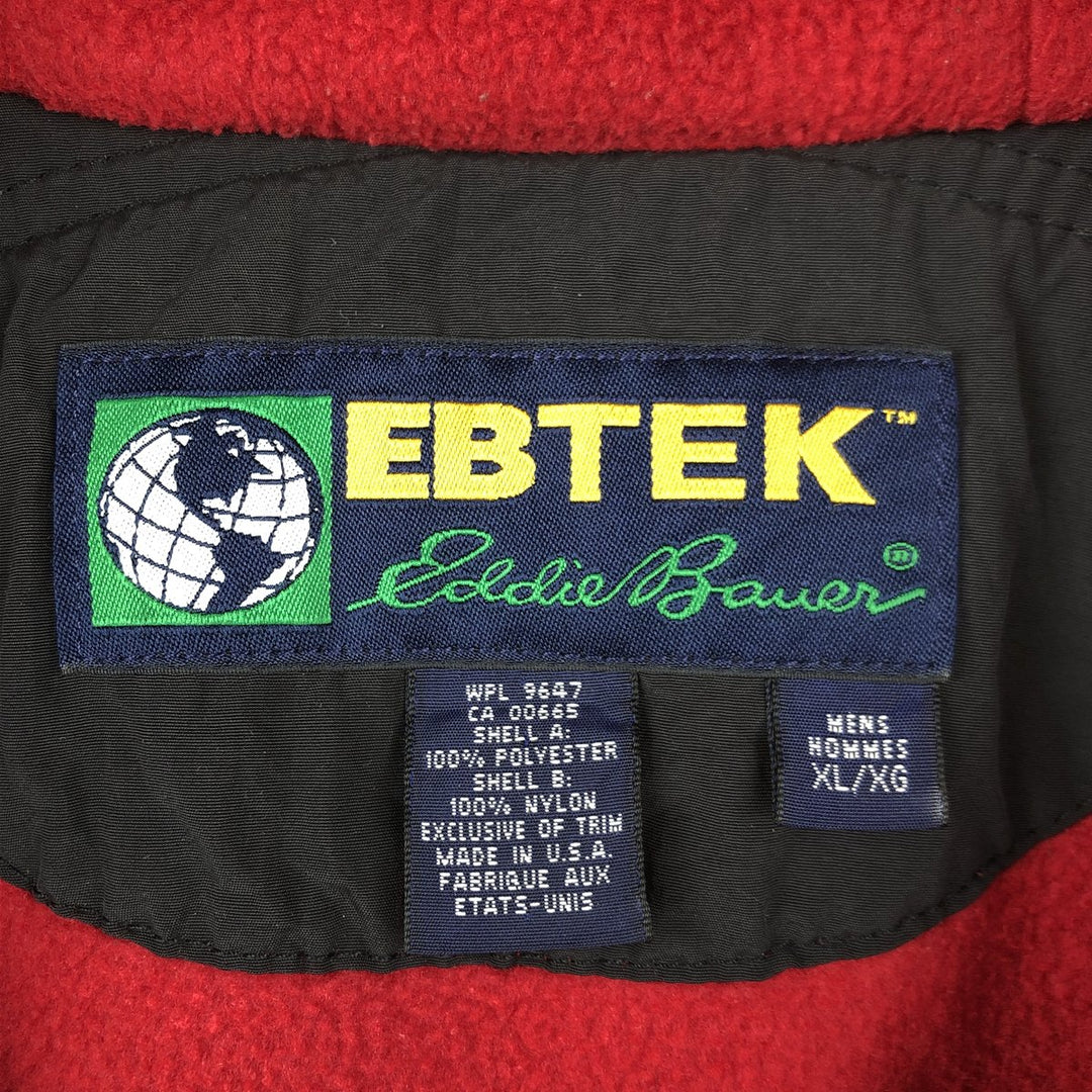 1990'S Eddie Bauer EBTEK Fleece Full-Zip Hoodie, Made in USA, Men's Size XL (Equivalent), Vintage polyester red type Vintage Second Hand