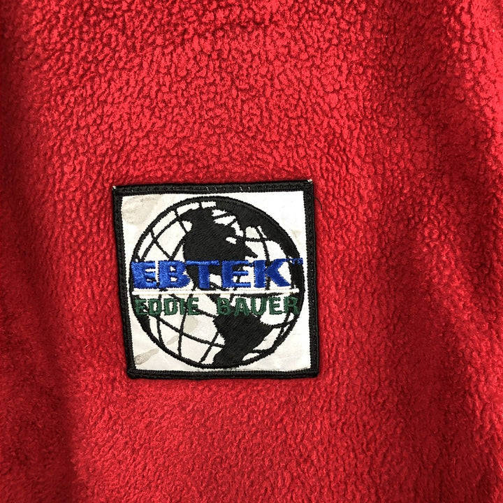 1990'S Eddie Bauer EBTEK Fleece Full-Zip Hoodie, Made in USA, Men's Size XL (Equivalent), Vintage polyester red type Vintage Second Hand