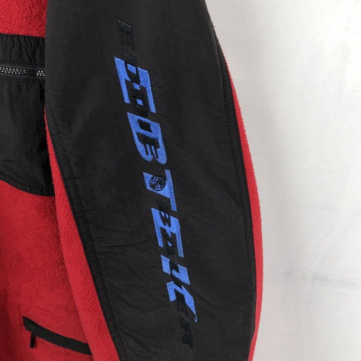 1990'S Eddie Bauer EBTEK Fleece Full-Zip Hoodie, Made in USA, Men's Size XL (Equivalent), Vintage polyester red type Vintage Second Hand