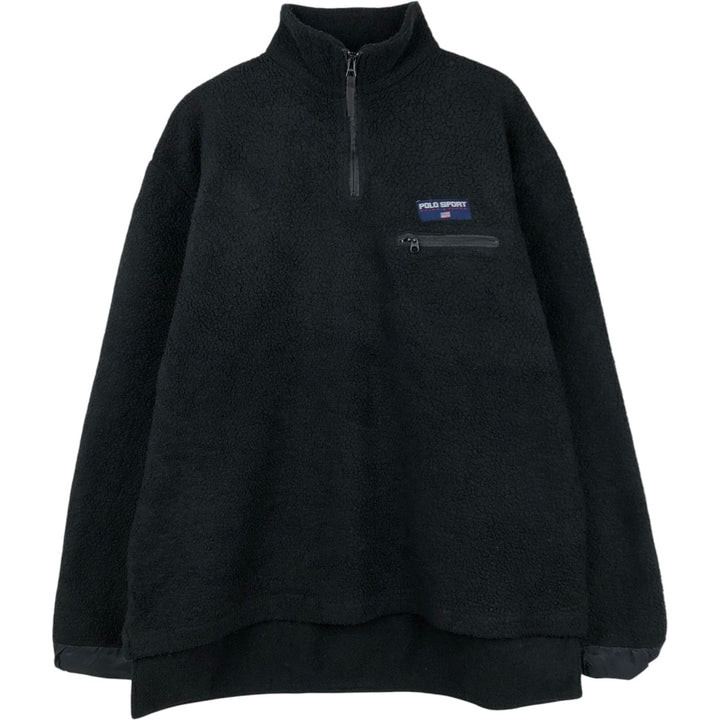 Ralph Lauren POLO SPORT Half-Zip Fleece Pullover, Made in USA, Men's Size S (approx.) polyester black type Vintage Second Hand