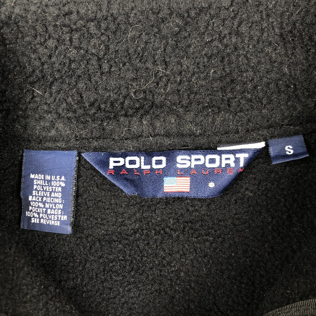 Ralph Lauren POLO SPORT Half-Zip Fleece Pullover, Made in USA, Men's Size S (approx.) polyester black type Vintage Second Hand
