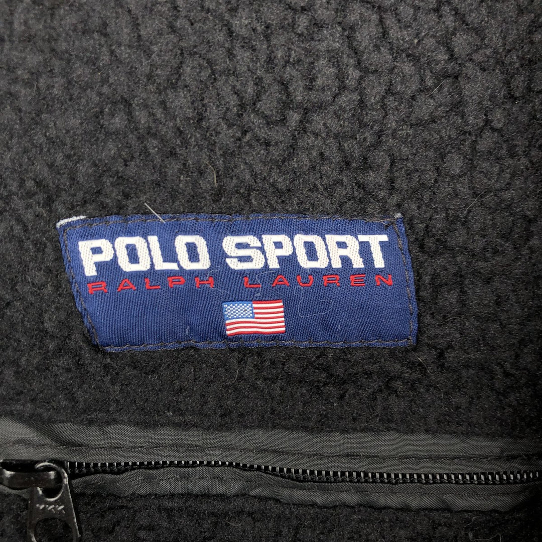 Ralph Lauren POLO SPORT Half-Zip Fleece Pullover, Made in USA, Men's Size S (approx.) polyester black type Vintage Second Hand