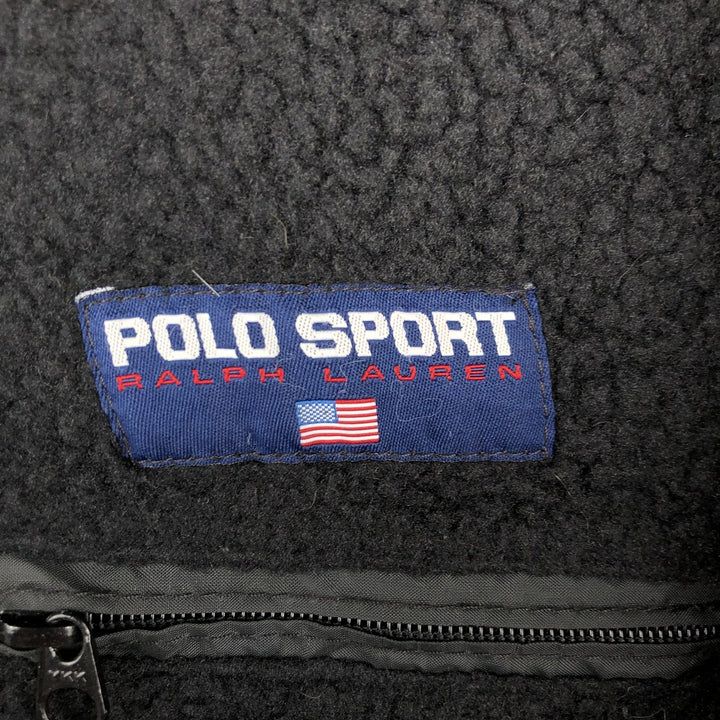 Ralph Lauren POLO SPORT Half-Zip Fleece Pullover, Made in USA, Men's Size S (approx.) polyester black type Vintage Second Hand