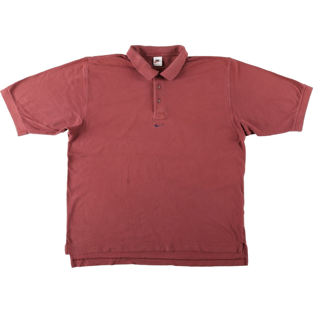 90'S Nike Center Logo Short-Sleeve Polo Shirt, Men's Size XL (Equivalent), Vintage cotton red type reddish brown Vintage Second Hand