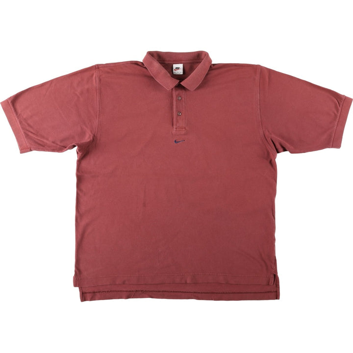 90'S Nike Center Logo Short-Sleeve Polo Shirt, Men's Size XL (Equivalent), Vintage cotton red type reddish brown Vintage Second Hand