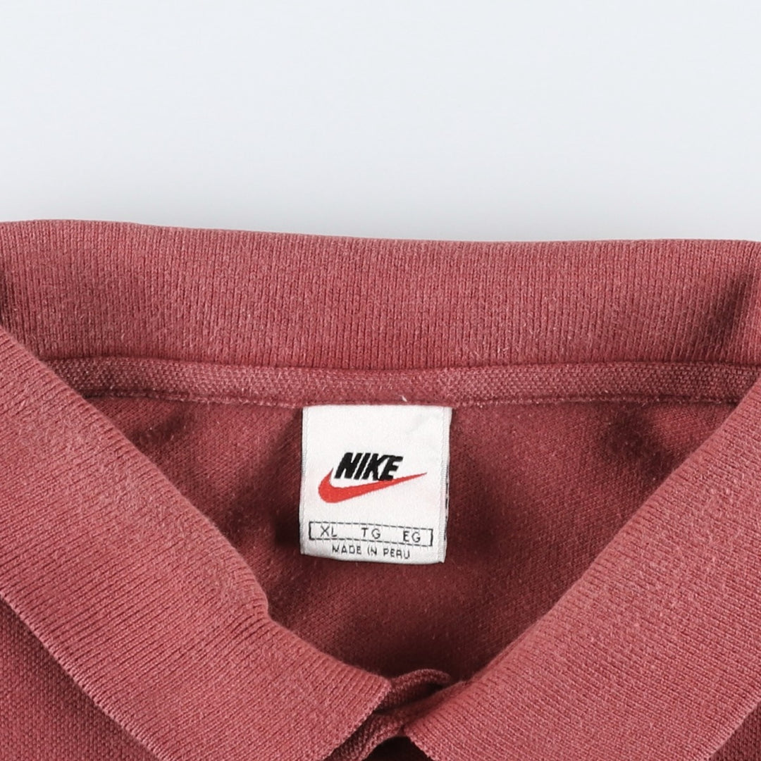 90'S Nike Center Logo Short-Sleeve Polo Shirt, Men's Size XL (Equivalent), Vintage cotton red type reddish brown Vintage Second Hand