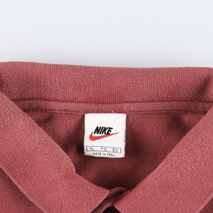90'S Nike Center Logo Short-Sleeve Polo Shirt, Men's Size XL (Equivalent), Vintage cotton red type reddish brown Vintage Second Hand