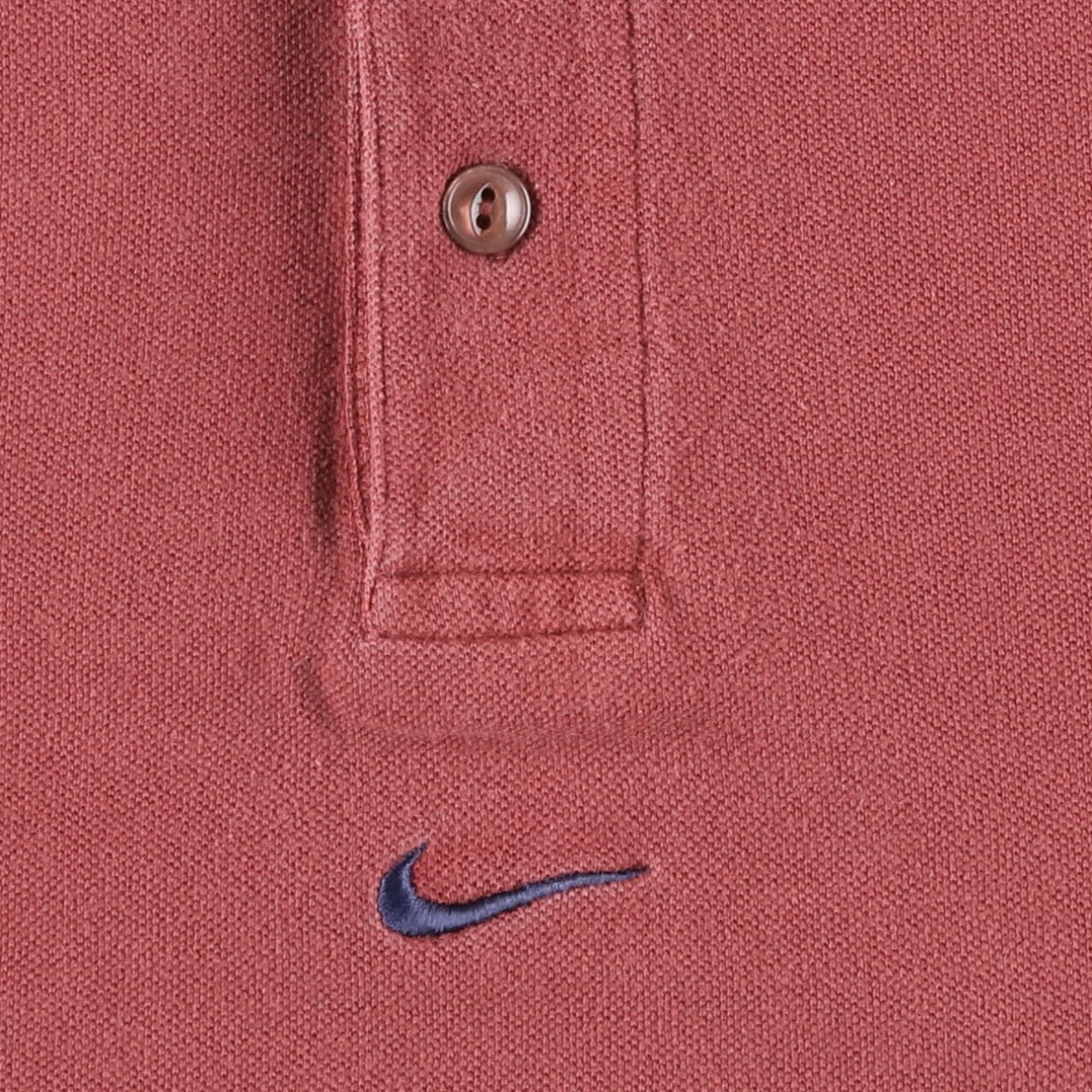 90'S Nike Center Logo Short-Sleeve Polo Shirt, Men's Size XL (Equivalent), Vintage cotton red type reddish brown Vintage Second Hand