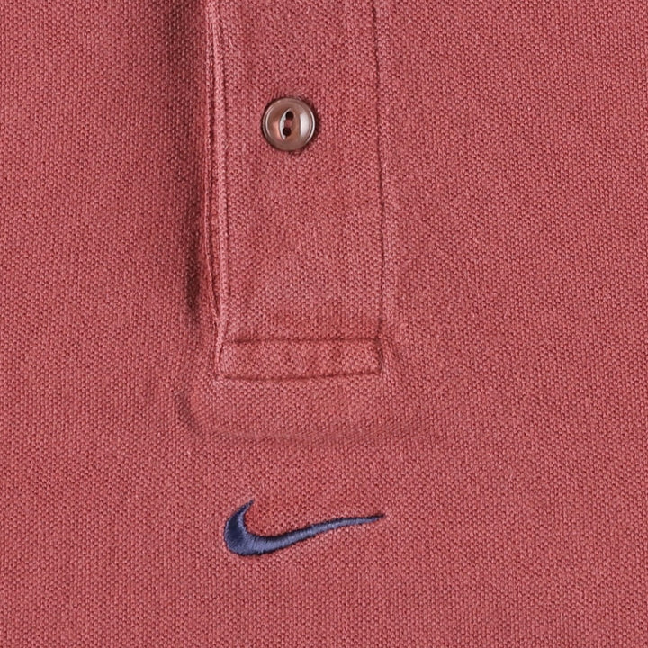 90'S Nike Center Logo Short-Sleeve Polo Shirt, Men's Size XL (Equivalent), Vintage cotton red type reddish brown Vintage Second Hand