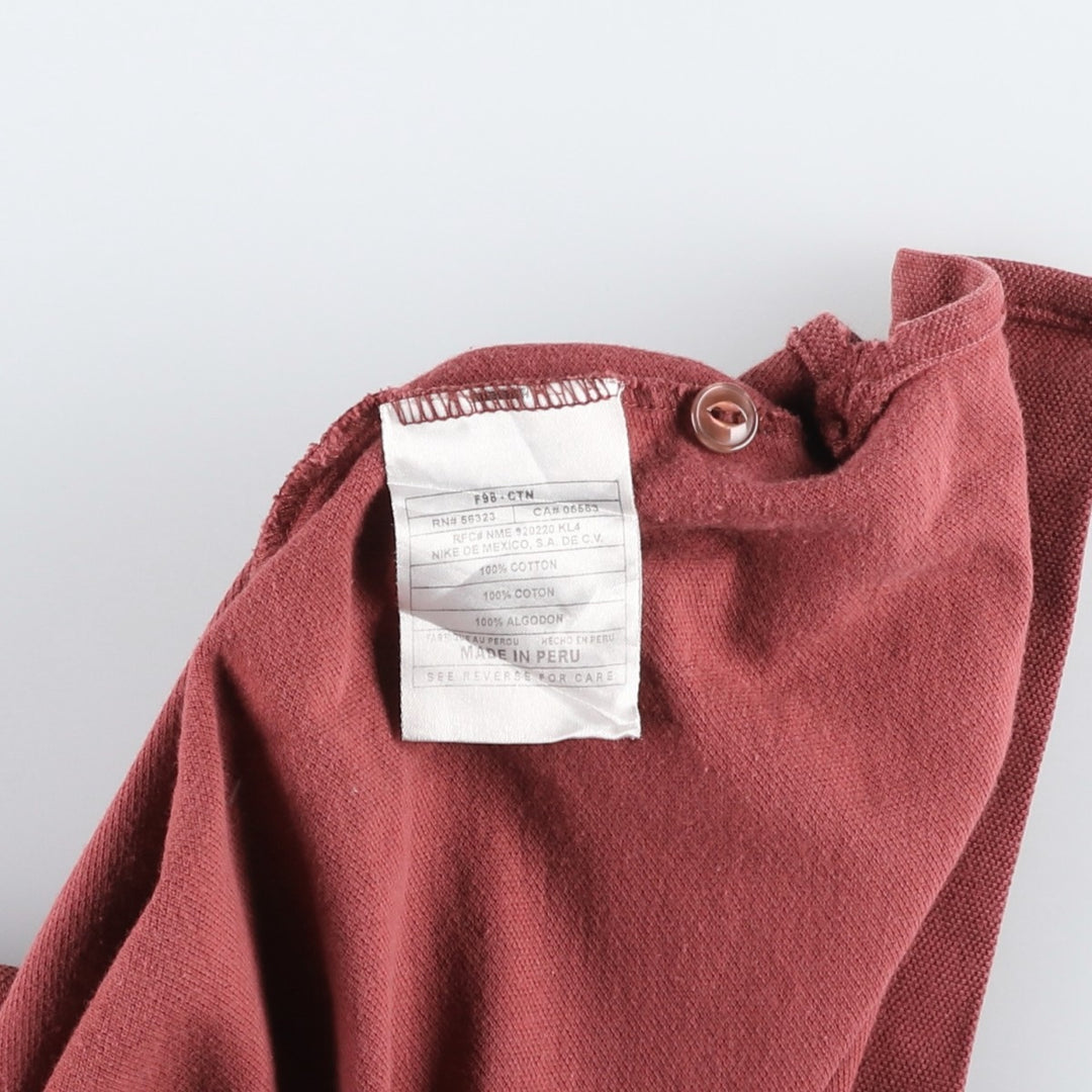 90'S Nike Center Logo Short-Sleeve Polo Shirt, Men's Size XL (Equivalent), Vintage cotton red type reddish brown Vintage Second Hand