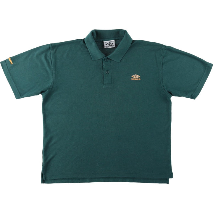 1990'S Umbro Short-Sleeve Polo Shirt, Men's Size L (Equivalent), Vintage polyester green type Vintage Second Hand