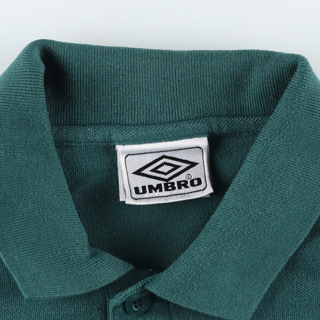 1990'S Umbro Short-Sleeve Polo Shirt, Men's Size L (Equivalent), Vintage polyester green type Vintage Second Hand