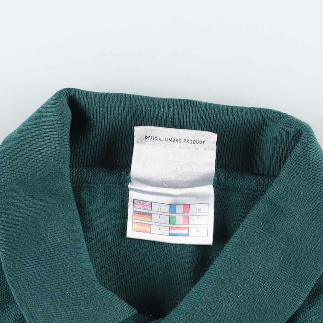 1990'S Umbro Short-Sleeve Polo Shirt, Men's Size L (Equivalent), Vintage polyester green type Vintage Second Hand