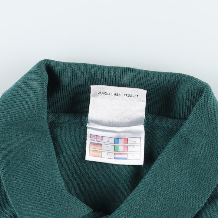1990'S Umbro Short-Sleeve Polo Shirt, Men's Size L (Equivalent), Vintage polyester green type Vintage Second Hand