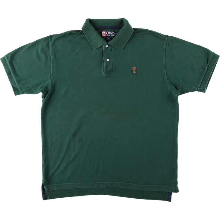 Ralph Lauren CHAPS short sleeve polo shirt, men's size L cotton green type Vintage Second Hand