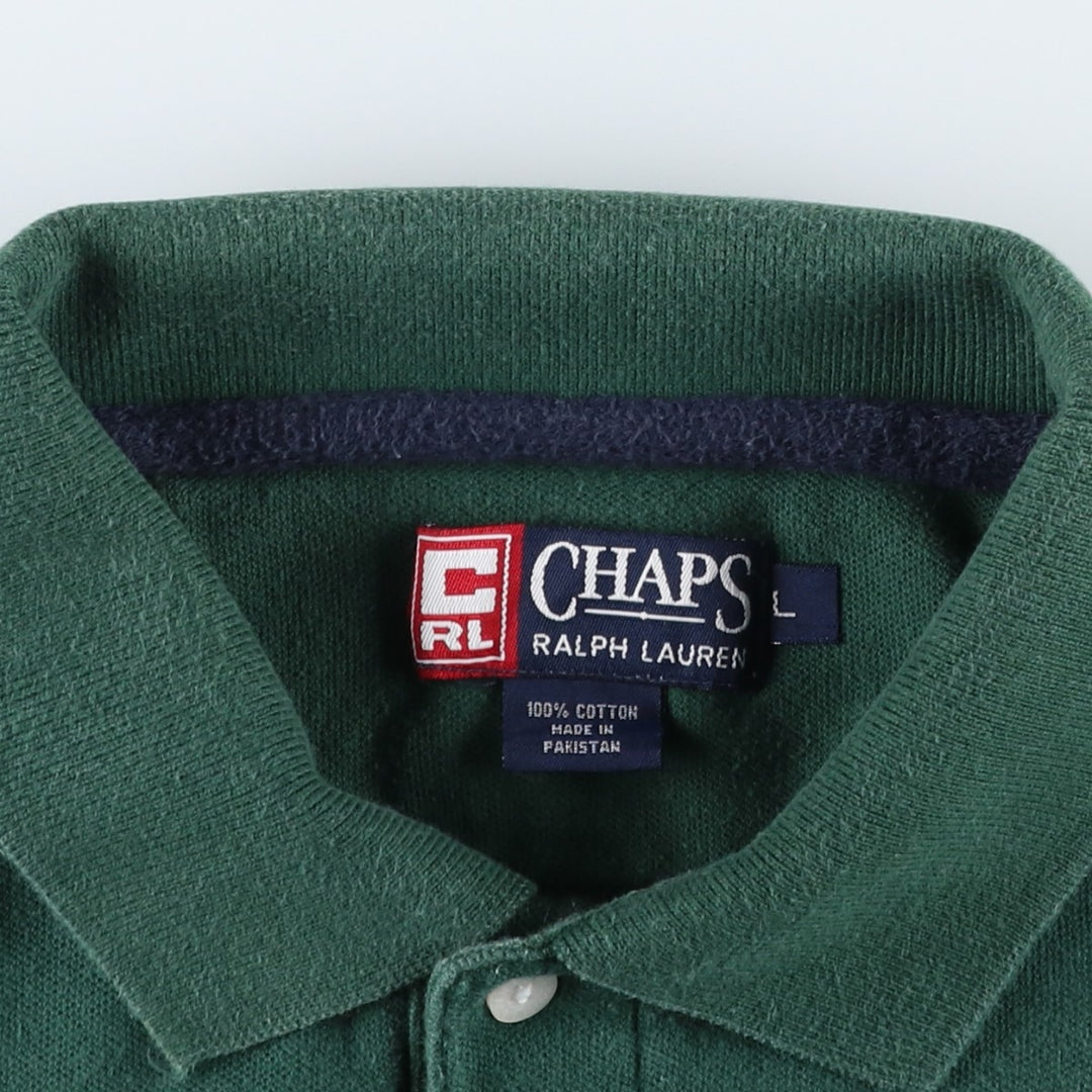 Ralph Lauren CHAPS short sleeve polo shirt, men's size L cotton green type Vintage Second Hand