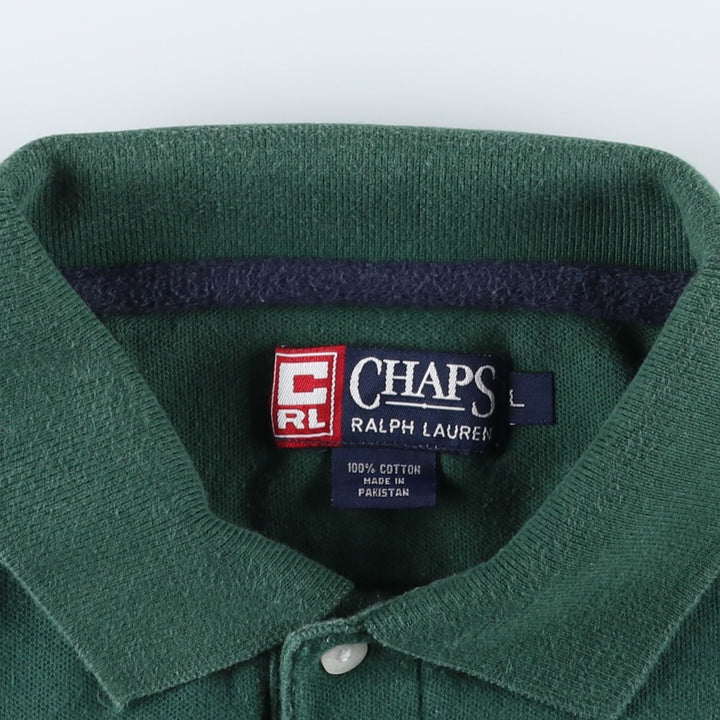 Ralph Lauren CHAPS short sleeve polo shirt, men's size L cotton green type Vintage Second Hand