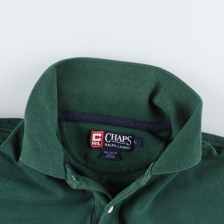 Ralph Lauren CHAPS short sleeve polo shirt, men's size L cotton green type Vintage Second Hand
