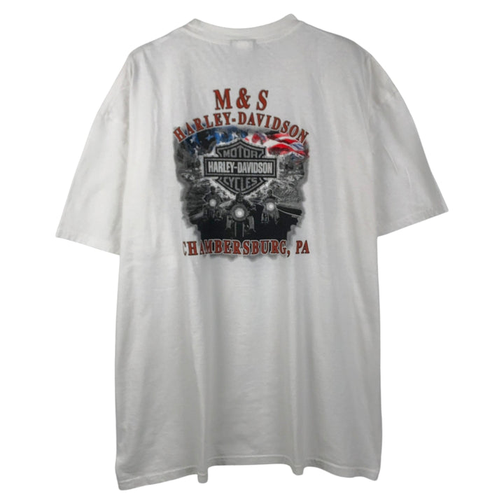 Harley-Davidson Stars and Stripes Motorcycle T-Shirt, Men's Size XL cotton white type Vintage Second Hand