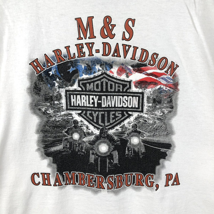 Harley-Davidson Stars and Stripes Motorcycle T-Shirt, Men's Size XL cotton white type Vintage Second Hand